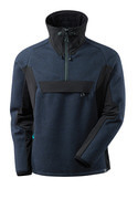 17005-309-01009 Strickjacke mit kurzem Reißverschluss - Schwarzblau/Schwarz