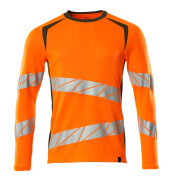 19081-771-1433 T-Shirt, Langarm - Hi-vis Orange/Moosgrün