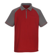 50302-260-02888 Polo-Shirt mit Brusttasche - Rot/Anthrazit
